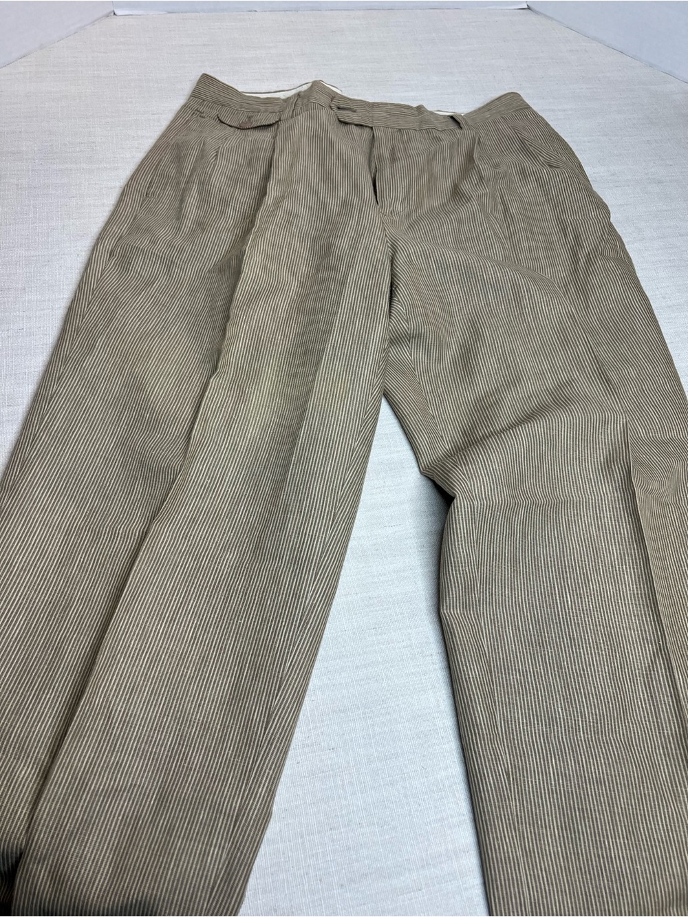 Men's Beige Pinstripe Dress Pants 36 Like New
